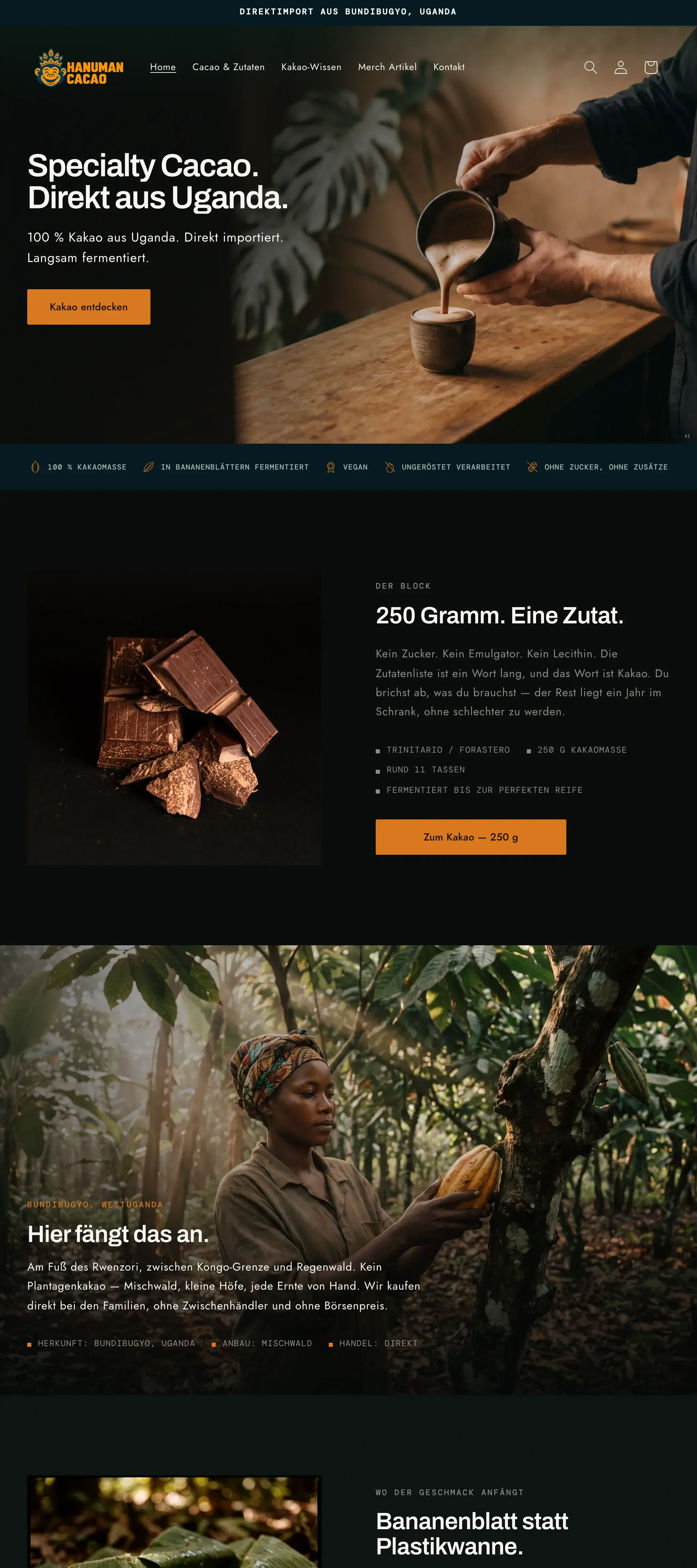Der Hanuman-Cacao-Shop auf einem Tablet